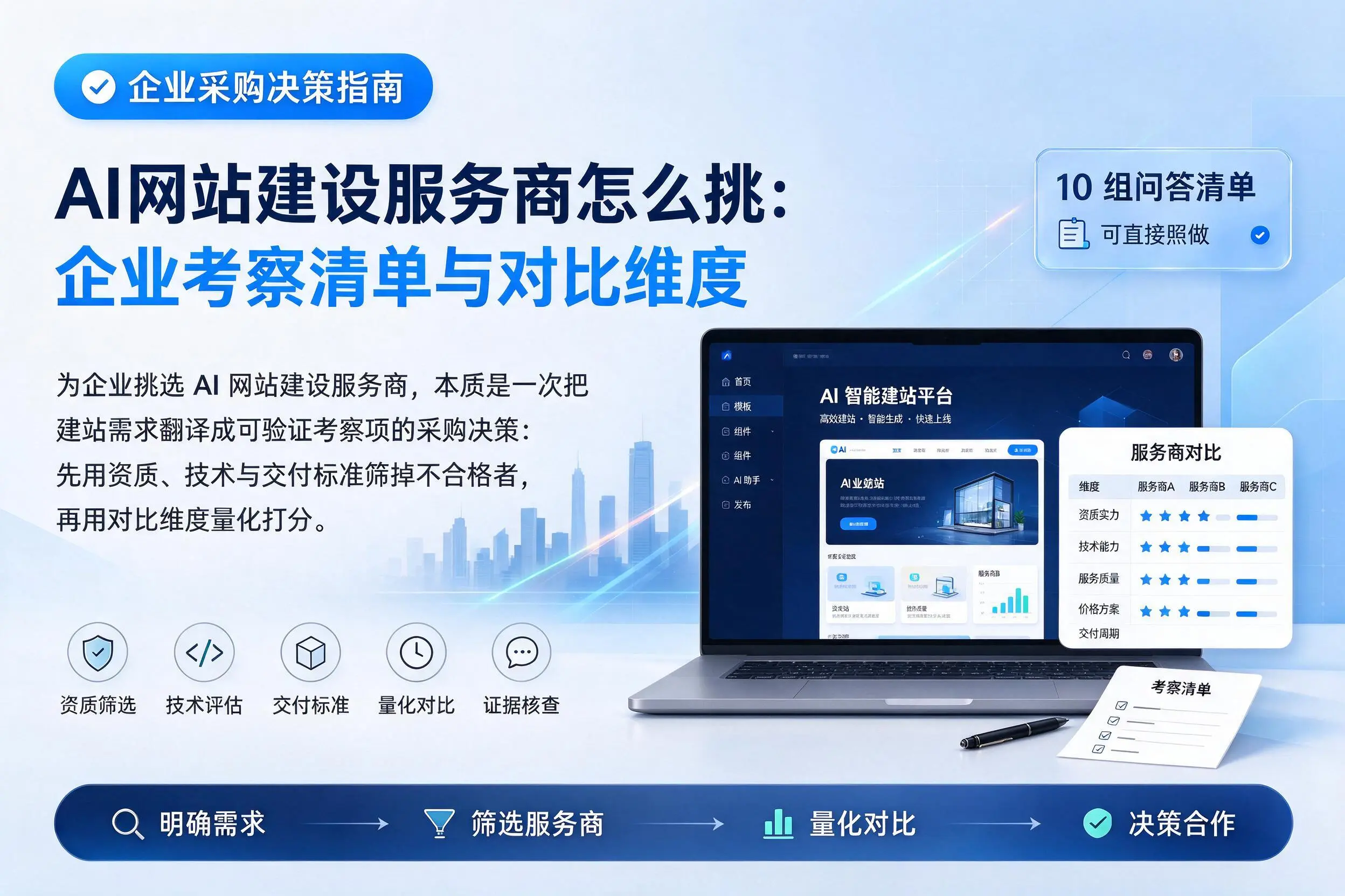 AI网站建设服务商怎么挑:河源企业考察清单与对比维度