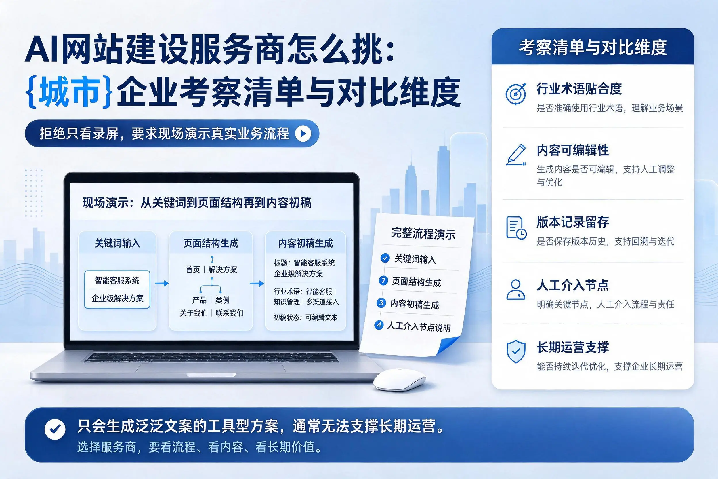 AI网站建设服务商怎么挑:河源企业考察清单与对比维度